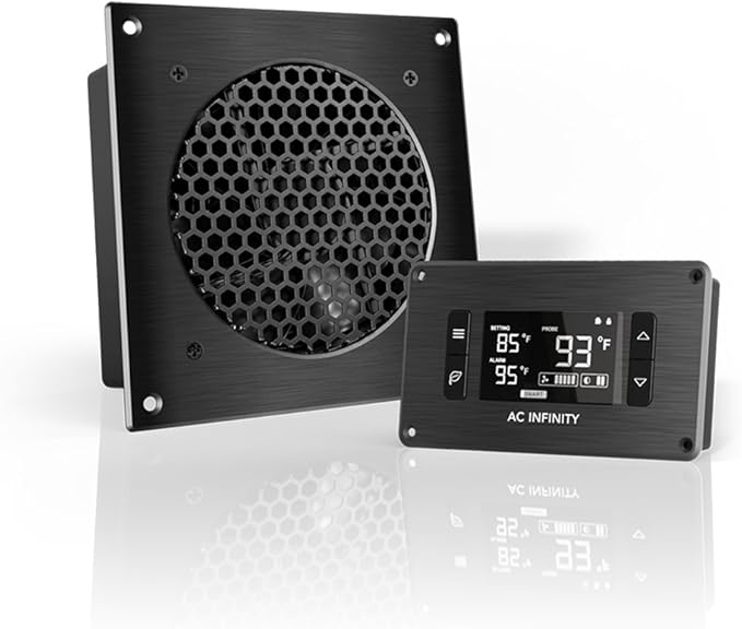 AC Infinity AIRPLATE T3, Quiet Cooling Fan System 6" with Thermostat Control, for Home Theater AV Cabinets by ACInfinity
