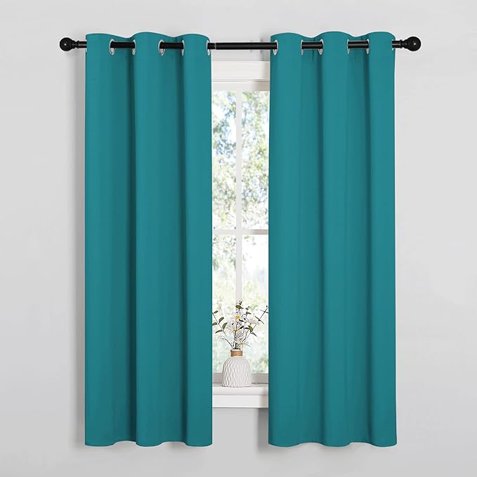 NICETOWN Room Darkening Curtains 63 inch Length 2 Panels, Thermal Insulated Grommet Blackout Curtains for Modern Casual Elegant Bedroom Kids Room Theme Decoration (Peacock Teal, 2 Pieces, W34) by NICETOWN