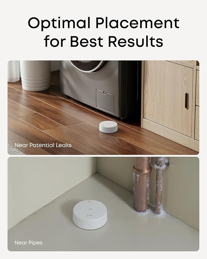 eufy Water Leak and Freeze Sensor E20, Dual Detection, Extended Reach with Cable, Built-in Alert with 75 dB Alarm, Long-Lasting 5-Year Battery Life, Requires HomeBase 2, 3, Mini, or Pro - Image 5
