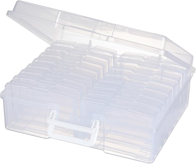novelinks Transparent 4" x 6" Photo Organizers and Photo Storage Box with Handle, 16 Inner Photo Cases, Portable Picture Organizers & Photo Storage Containers (Clear) by novelinks