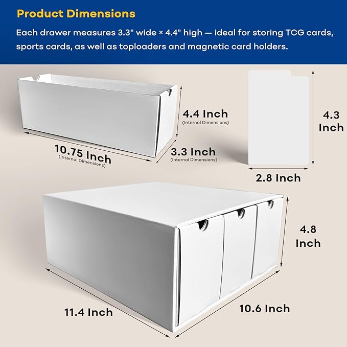 Trading Card Storage Box, Top Loaders Storage Box with 80 Dividers, Cardboard Toploader Card Boxes for Sports Card, Baseball, MTG, TCG, Playing Cards, 12 Drawer - Image 2