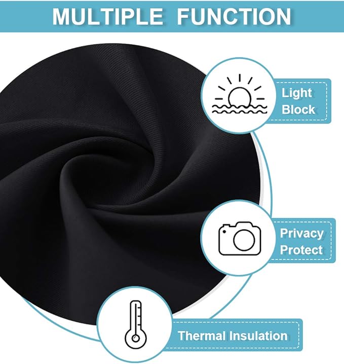 RYB HOME Extra Wide Curtains for Divider Room Separation Soundproof Temporary Door Curtains for Bedroom Closet Office Home Theatre Garage Living Room Privacy Drop Cloth, W 180 x L 84 inches, Black - Image 7