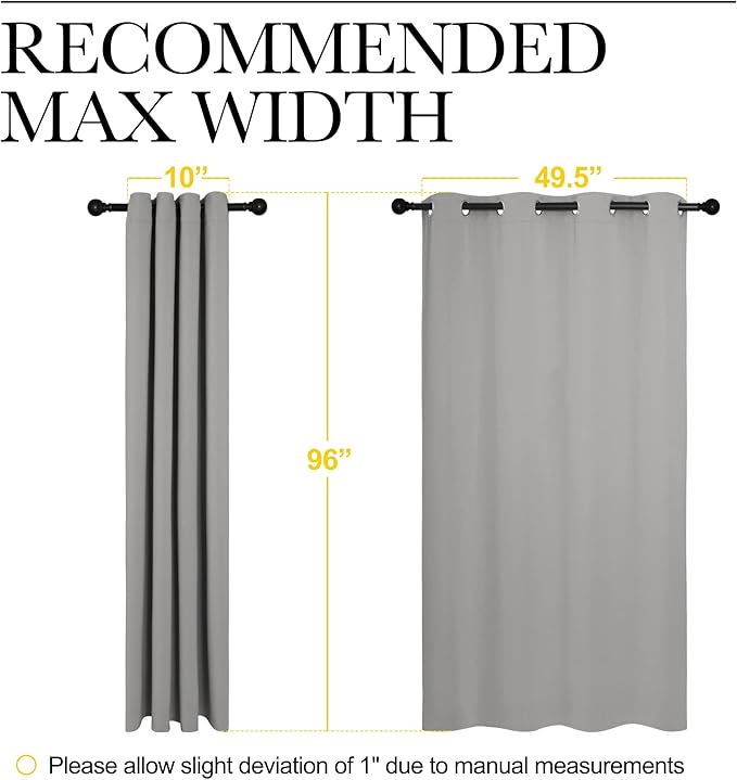 NICETOWN Silver Grey Room Darkening Curtain Panels 96" Long for RV, Play Room, Studio, Heat Block Out and Keep Warm Drapes Window Treatment Drapes for Doorway Entryway Patio (55" Width, 2 Panels) - Image 7