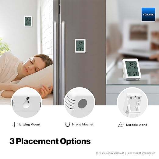 YoLink Indoor Thermometer Hygrometer YS8023 with LCD Comfort Display, Magnetic Mount for Kitchen Use, Max/Min Tracking, LoRa, 5-Year Battery, Alexa/IFTTT – Hub Required - Image 4
