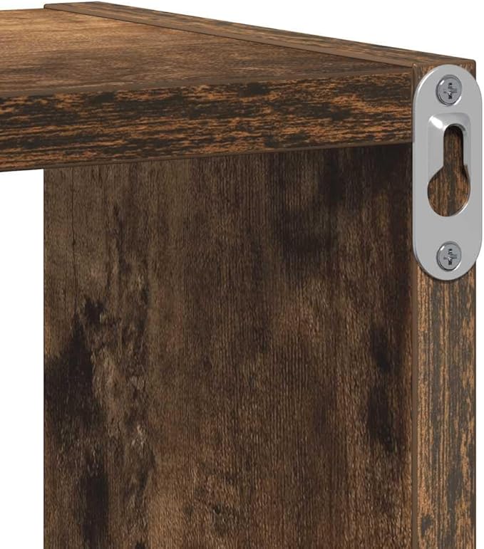 Smoked Oak Engineered Wood Wall Shelf 29.5 x 6.3 x 21.7 Inches for Stylish Storage and Display with Sturdy Construction and Easy Maintenance - Image 8