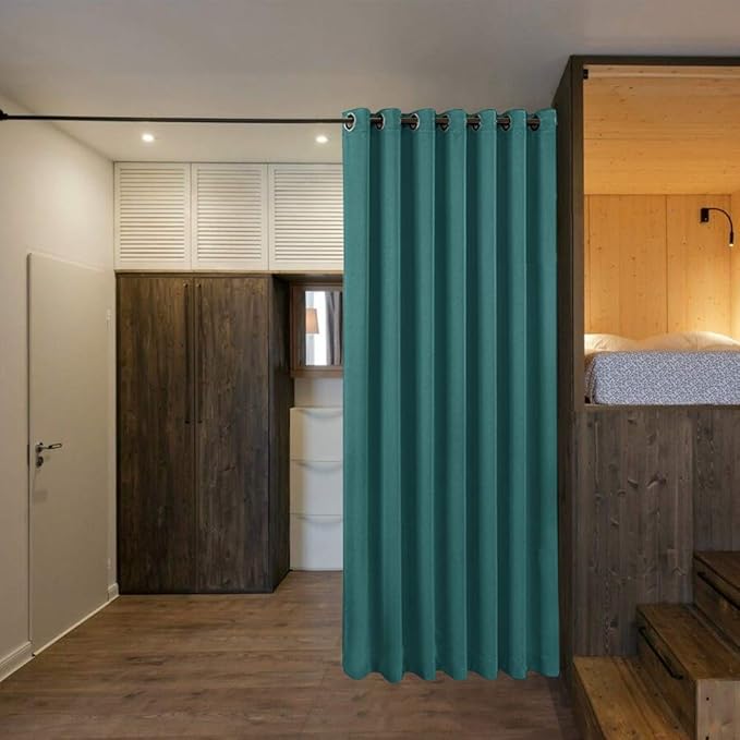 NICETOWN Ceiling Curtains, Room Divider Curtain Screen Partitions, Vertical Blind for Sling Door, Blackout Window Curtains Privacy Blind for Patio (Sea Teal, Single Panel, 10ft Tall x 8.3ft Wide) - Image 5