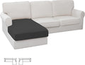 Easy-Going Stretch Sectional Couch Covers 1 Piece Chaise Lounge Slipcover L Shape Separate Cushion Couch Seat Chaise Cover for Both Left/Right Sectional Couch Dark Gray by Easy-Going