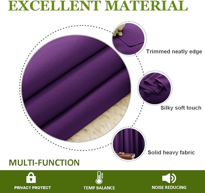 NICETOWN Energy Saving Blackout Darkening Drape, Triple Weave Home Decoration Thermal Insulated Solid Ring Top Blackout Curtain/Drape for Bedroom(1 Panel, 42 x 84 inch, Royal Purple) - Image 5