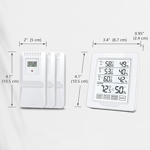 Indoor Outdoor Thermometer Wireless with 3 Remote Sensors, Digital Temperature Humidity Monitor Gauge with 500FT/150M Range, Temp Alert and Backlight - Image 7