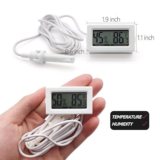 Digital Probe Thermometer Hygrometer for Reptiles - 2-in-1 Terrarium Monitor with Instant Reading, Mini Design for Turtle Tank/Lizard Cage/Aquarium Habitat (White) - Image 2