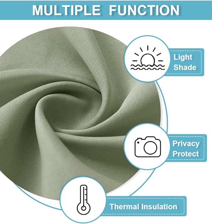 RYB HOME Privacy Curtain for Sliding Glass Door, Light Block Noise Reduce Insulated Curtain Screen Ceiling to Floor for Locker Room Basement Bedroom Closet, 100 inch Wide x 84 inch Long, Sage Green - Image 6