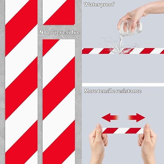 Hazard Tape - 2 Inch x 108 Feet Red & White Ultra-Adhesive Hazard Warning Safety Stripe Tape for Marking Floor, Walls - Image 5
