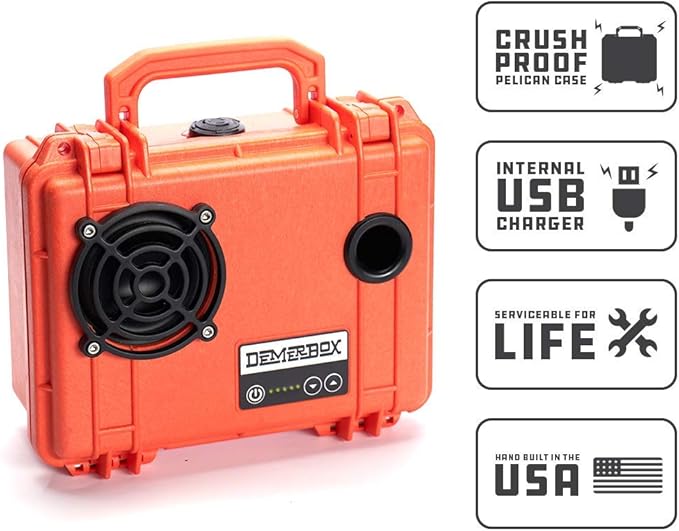 DemerBox: Waterproof, Portable, and Rugged Outdoor Bluetooth Speakers. Loud Sound, 40+ hr Battery Life, Dry Box + USB Charging, Multi-Pairing Party Mode. Built to Last + Fully Serviceable (Orange DB1) - Image 3