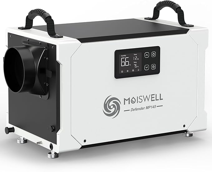 145 Pints Commercial Dehumidifier with Pump and Drain Hose, Energy Star Certified Crawl Space dehumidifier, Industry Water Damage Unit for up to 6,000 sq ft Basements by Moiswell