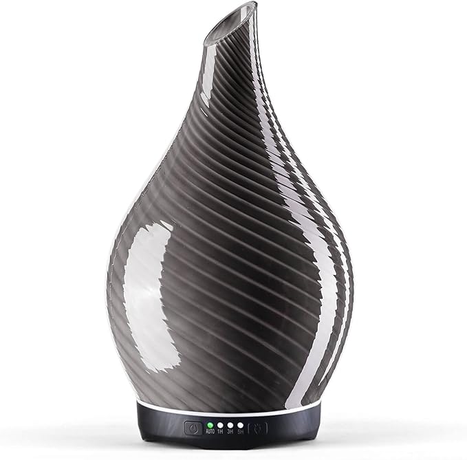 Porseme 280ml Essential Oil Diffuser Glass Color Changing Aroma Air Diffusers Aromatherapy Ultrasonic Cool Mist Humidifier 7 Running Hours Waterless Auto-Off for Sleeping, Yoga, Office (Pure Grey) by Porseme