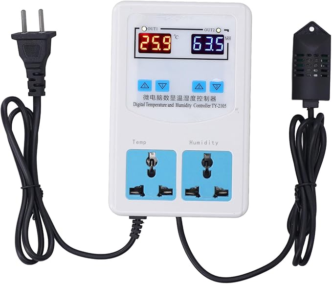 Digital Humidity Thermostat, Temperature Humidity Controller Easy Installation 0% ~ 100.0% Simple Operation Relay Output AC110-220V for Hatching (US Plug) - Image 6