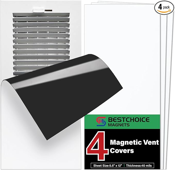 4 Pack Magnetic Vent Covers, Strong Vent Covers 5.5 X 12inch High Strength Magnetic Vent Cover for Floor Wall and Ceiling Registers Home HVAC and AC Vents by BESTCHOICEMAGNETS