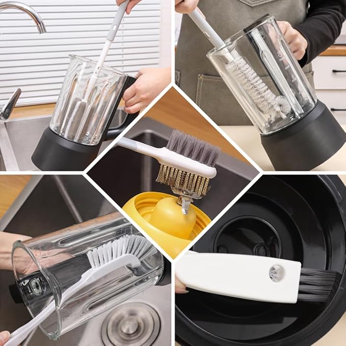 WAYUTO Portable Bottle Brush Set with Hanging Hole Blender Cleaning Brush Set Kitchen Cleaning Brush Set Travel Cleaning Brush Set for Mixers Bottles Containers Glasses Jars - Image 2
