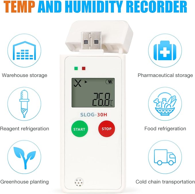 High Accuracy Temperature Humidity Data Logger with LCD Display Alarm Function for Warehouse Cold Chain - Image 9