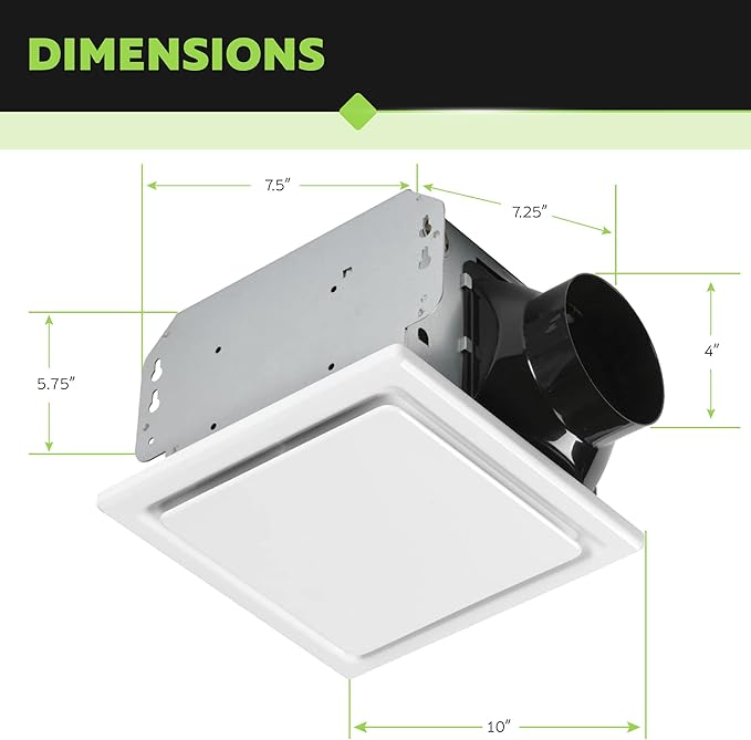 Homewerks 7140-110 Bathroom Fan Ceiling Mount Exhaust Ventilation, 2.5 Sones, 110 CFM, White - Image 5