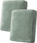 H.VERSAILTEX Velvet Stretch Couch Cushion Cover Plush Cushion Slipcover for Loveseat Cushion Furniture Protector Seat Cushion Sofa Cover (2 Piece Medium Sofa Cushion Covers, Sea Grass) by HVERSAILTEX