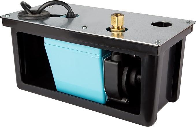 Little Giant 3-ABS 1/12 HP, 115 Volt, 310 GPH Automatic Shallow Pan Condensate Removal Pump with Condensate Collection Tank, Black/Blue, 551320 - Image 8