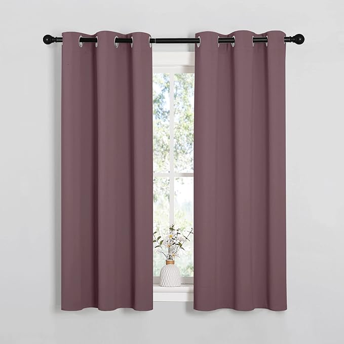 NICETOWN Window Curtain Panels, Dry Rose, 1 Pair, 34 by 54-inch, Thermal Insulated Solid Grommet Blackout Draperies/Drapes for Basement by NICETOWN