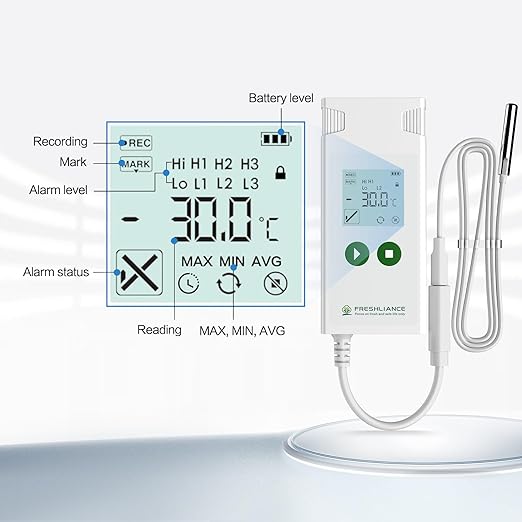 Freshliance Digital Temperature Data Logger, Reusable Temperature Recorder with High Accuracy External Probe, Configurable USB Temperature Monitor 35000 Points with PDF CSV Report, Atlas Log-30 - Image 7