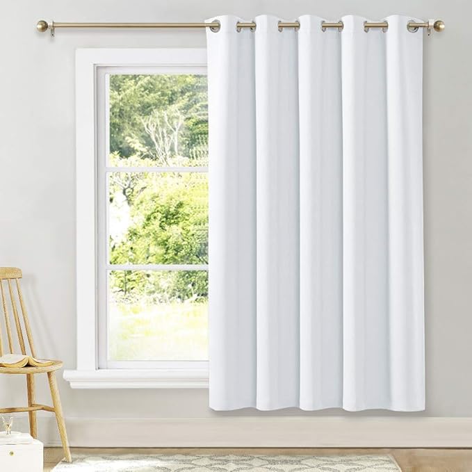 NICETOWN Sliding Door Curtain Window Treatment, Home Decoration Extra Wide Solid Blackout Curtains/Drapes for Patio Door (Pure White, W70 x L72) by NICETOWN