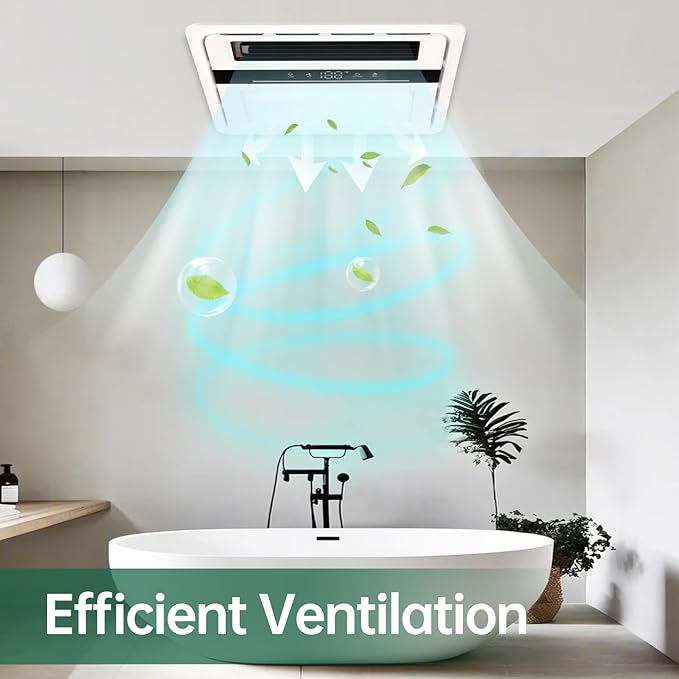 Bathroom Fan with Light and Heater, 1700W,140 CFM Ventilation, Remote Control,Quiet Exhaust, 4-in-1 Design for Heating, Lighting, Ventilation & Air Circulation for Comfort in Any Season - Image 3