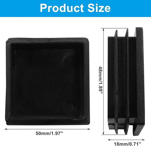 12 Pack 2" Square Plastic Plugs, Black Tubing End Caps Plugs Insert for Square Tube and Furniture Legs - Image 2