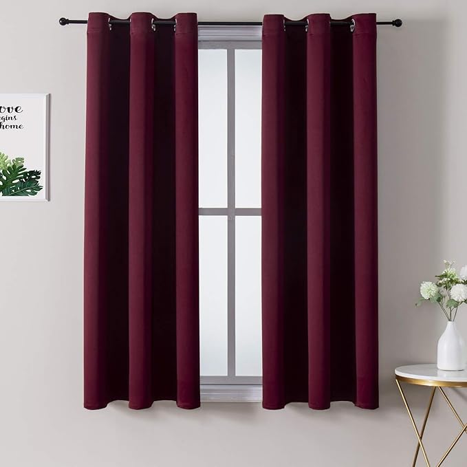 ChrisDowa Grommet Blackout Curtains for Bedroom and Living Room - 2 Panels Set Thermal Insulated Room Darkening Curtains (Burgundy Red, 38W x 54L) by ChrisDowa