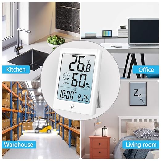 Digital Indoor Thermometer for Room, Smart Temperature Humidity Monitor with Backlight, Comfort Indicator, Max/Min Record, Time, Calendar, Alarm, °c/°f Switch for Bedroom, School - Image 3