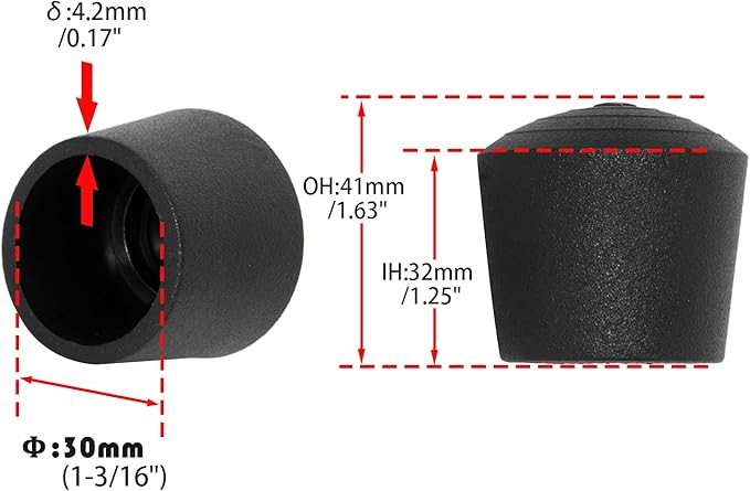 Flyshop 1-3/16", 30 mm, Patio Round Chair Leg Caps, Furniture Table Feet Covers Floor Protectors, Non-Marking Frosted Synthetic Rubber Legs Tips, 8 Pack, Black - Image 2