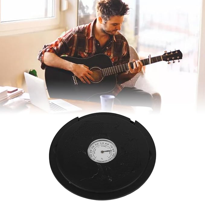 Guitar Humidifier Anti Drying, Acoustic Guitar Sound Hole Humidifier with Hygrometer, Precise Humidity Measurement Tool for Wood Protection, Portable Guitar Care Accessory (Black) - Image 3