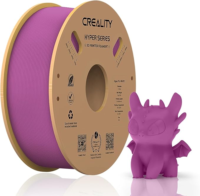 Official Creality Hyper PLA Filament 1.75mm, High Speed PLA 30-600mm/s Rapid 3D Printer Filament, Dimensional Accuracy +/-0.02mm, Fit Most FDM 3D Printers，1KG(2.2lbs) Spool Purple by Creality