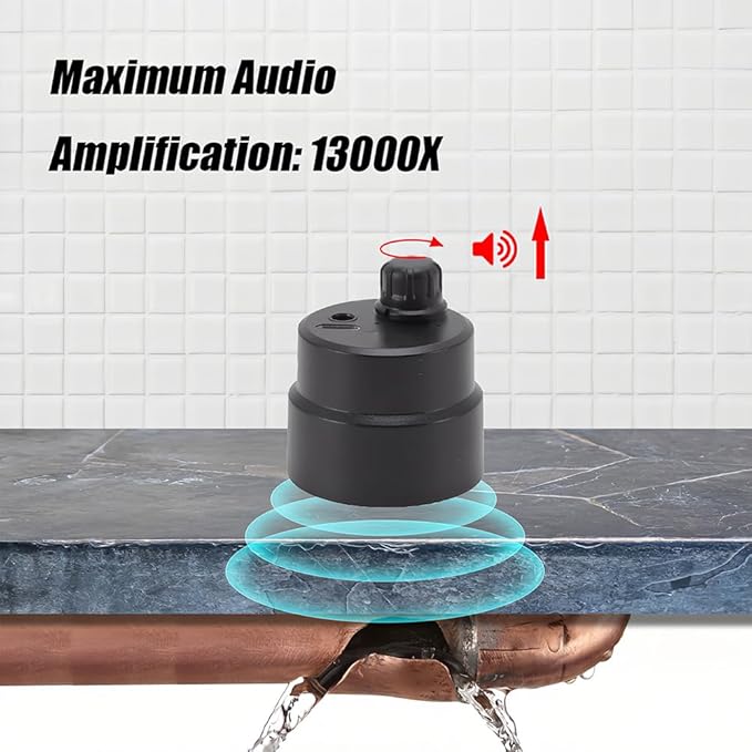 Water Leakage Detection, Wall Pipe Leak Listen Detector Underground Monitor High Sensitive Sound Intensifier Ear Listening Device with Earphone for Home Bedrooms Basement Kitchen Bathroom Laundry - Image 4