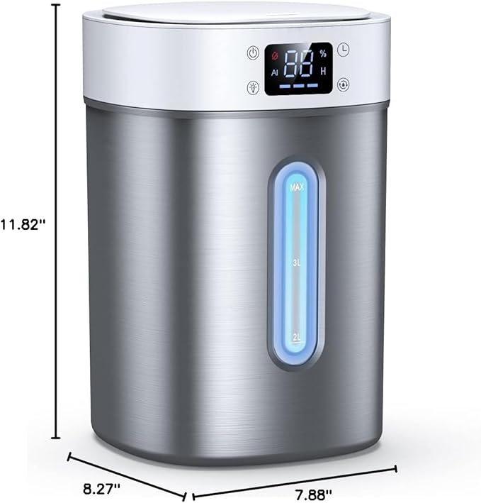4L Ultrasonic Cool Mist Humidifier with 304 Stainless Steel Tank, Auto Humidity Control, Night Light, and Timer - For Large Rooms and Baby - Image 9