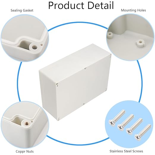 Project Box IP65 Waterproof Junction Box ABS Plastic Electrical Boxes DIY Electronic Project Case Power Enclosure White 10.35x7.17x3.74 inch (263 x 182 x95 mm) - Image 5
