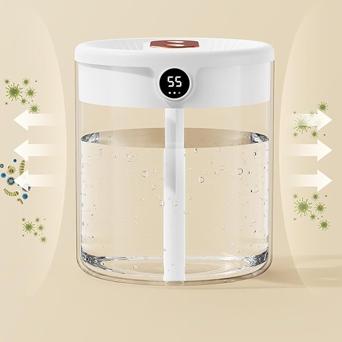 2L Double Nozzle Air Humidifier Double Spray Humidifier, Large Humidifier with LCD Display, Almost Silent Bedroom Humidifier for Dry Skin, Oil Diffuser with Night Light (Pink) - Image 5
