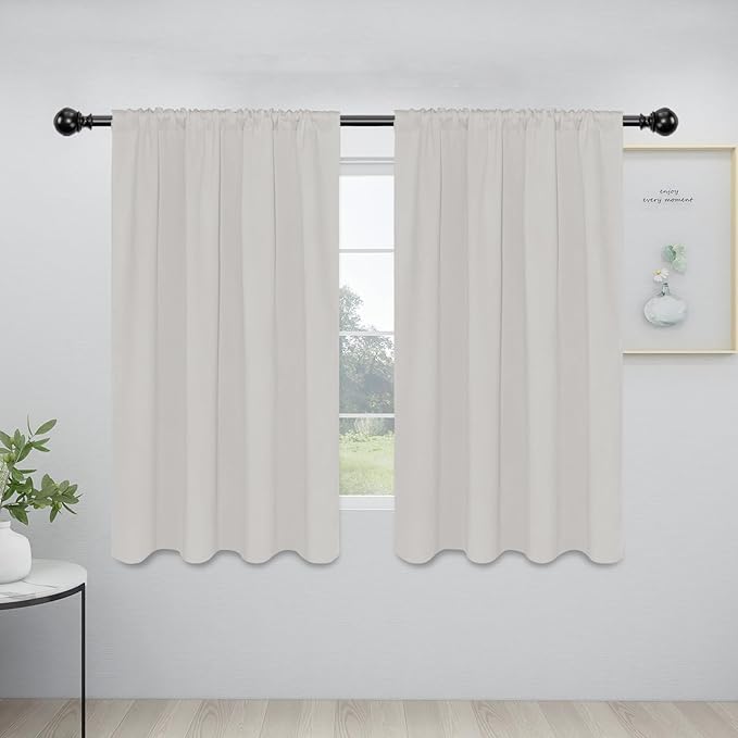 Easy-Going Rod Pocket Blackout Curtains for Bedroom, Room Darkening Window Curtains for Living Room, Thermal Insulated Noise Reduction Solid Window Drapes, 2 Panels(42x54 in, Light Linen) by Easy-Going