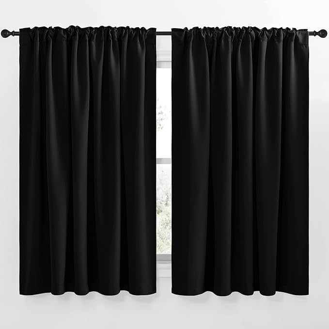NICETOWN Halloween Black Out Curtain Panels for Bedroom - (Black Color) W70 x L63, 1 Pair, Thermal Insulated Blackout Draperies Window Treatment - Image 2