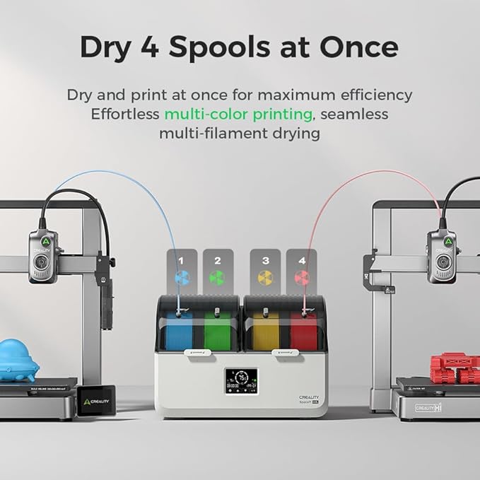 Creality Filament Dryer, Space Pi X4L Filament Storage Box for 4 Spools, Dual Independent Heating Chambers, 75℃ Max Temperature, Compatible with 1.75mm 2.85mm PLA PETG ABS TPU PC PA PAHT - Image 3