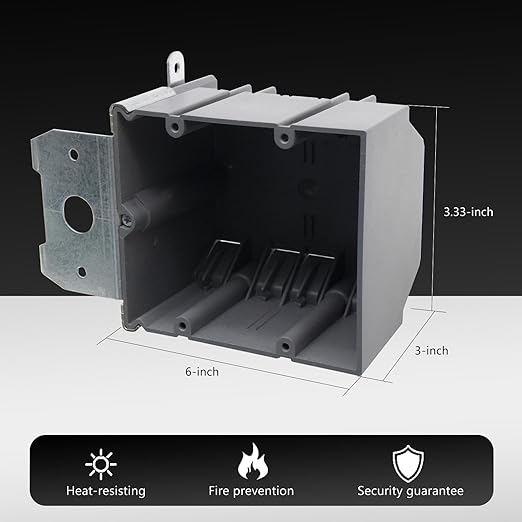 MAKERELE Flexibly Adjustable Electrical Box for Outlets, 34Cu.in. Grey Electrical Switch Outlet Box, 2 Gang Adjustable Switch Box with ETL Certified(3 Pack) - Image 3