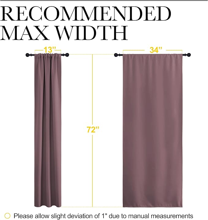 NICETOWN Blackout Curtains for Living Curtains, Window Treatment Thermal Insulated Solid Room Darkening Drape Panels for Girls Room (Dry Rose, Set of 2, 34 inches Width by 72 inches Length) - Image 7