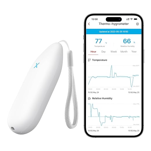 X-Sense Indoor WiFi Thermometer Hygrometer, Room Thermometer with App Control, Temperature Sensor for House, Bedroom, Wine Cellar, Basements, SBS50 Base Station Required (Not Included) by X-Sense
