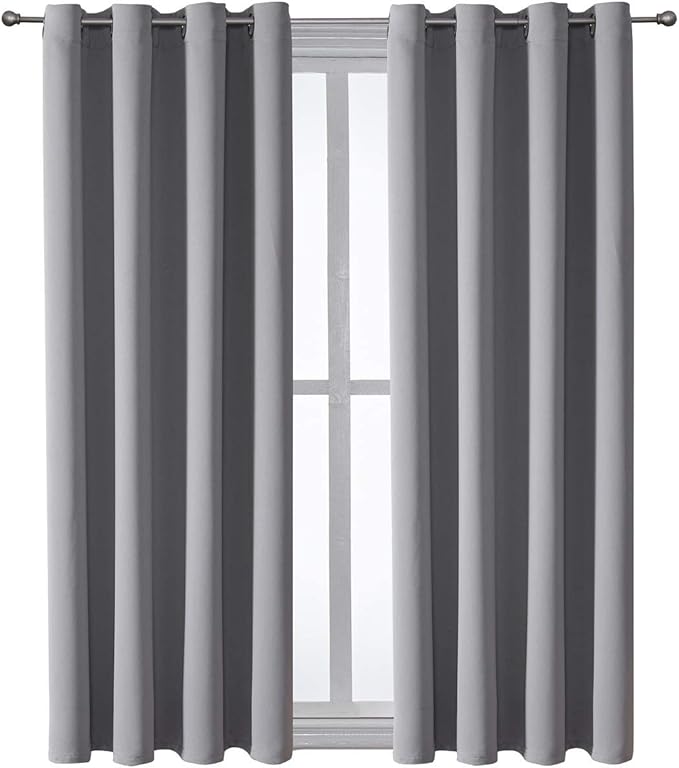 ChrisDowa Grommet Blackout Curtains for Bedroom and Living Room - 2 Panels Set Thermal Insulated Room Darkening Curtains (Light Grey, 52 x 63 Inch) - Image 7