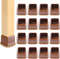 Ezprotekt 24 Pcs Square Chair Leg Floor Protectors with Felt, Silicone Felt Furniture Pads Cups for Hardwood Floor, Dining Table Leg Caps Covers No Scratches (L Fit: 1" to 1.4", Brown) by VisittheEzprotekt