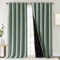 NICETOWN Full Shading Curtains for Windows, Super Heavy-Duty Black Lined Blackout Curtains for Bedroom, Privacy Assured Window Treatment (Greyish Green, Pack of 2, 70 inches W x 95 inches L) by NICETOWN