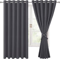 Hiasan Grommet Blackout Curtains for Bedroom, 70 x 63 Inches - Thermal Insulated & Light Blocking Window Drapes for Living Room/Dorm Room, Set of 2 Panels Sewn with Tiebacks, Dark Grey by Hiasan